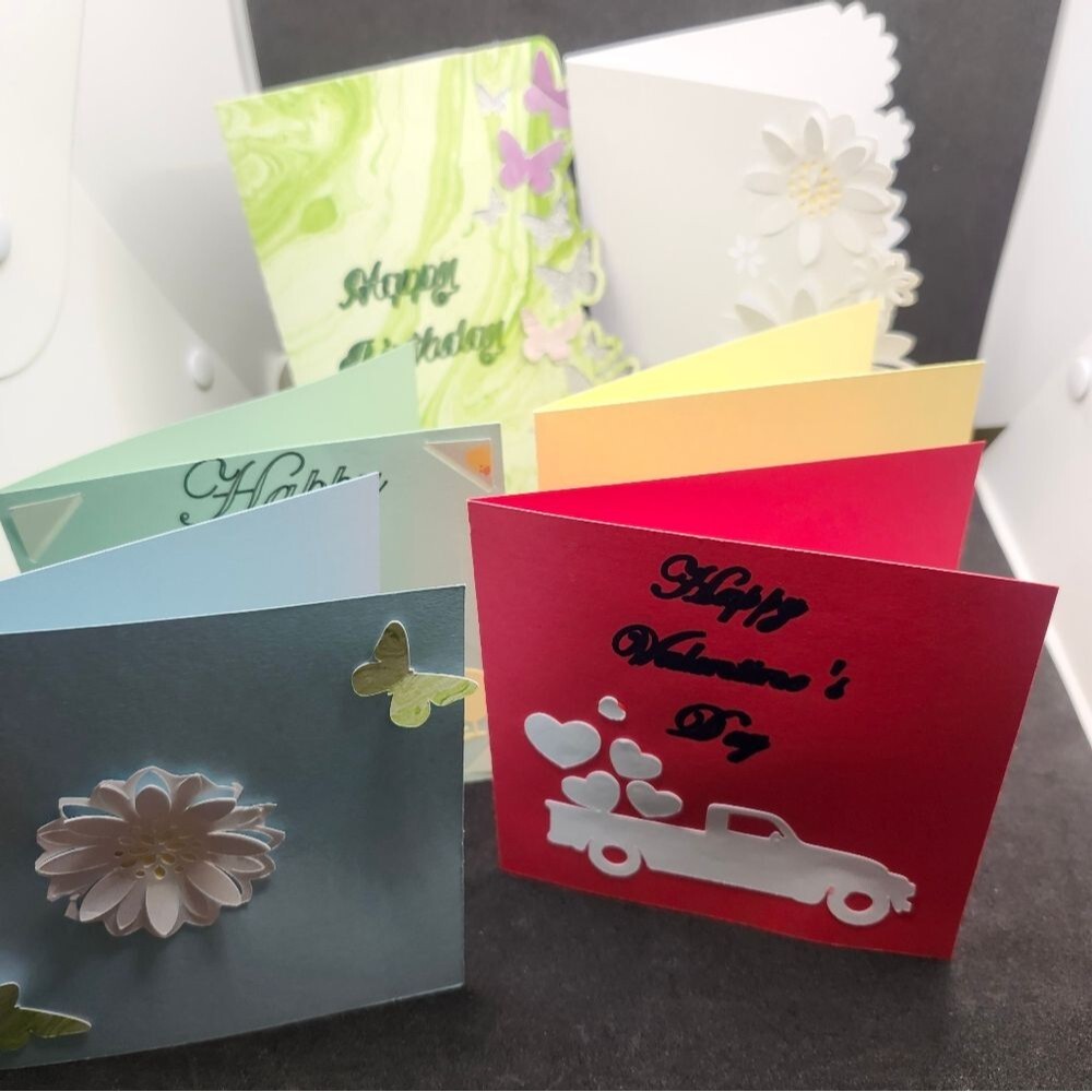 Hand Crafted Colorful All Occasoin Cards Set of 12 - Picture 2 of 13